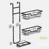 No-Punch Wrought Iron Wall-Mounted Bathroom Shelf Tiered Hanging Basket Storage for Toilet Shower Room Door Hanging Shelf