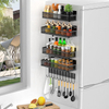 5-Piece Magnetic Shelf Kitchen Organizer with 10 Hooks Kitchen Magnetic Spice Rack