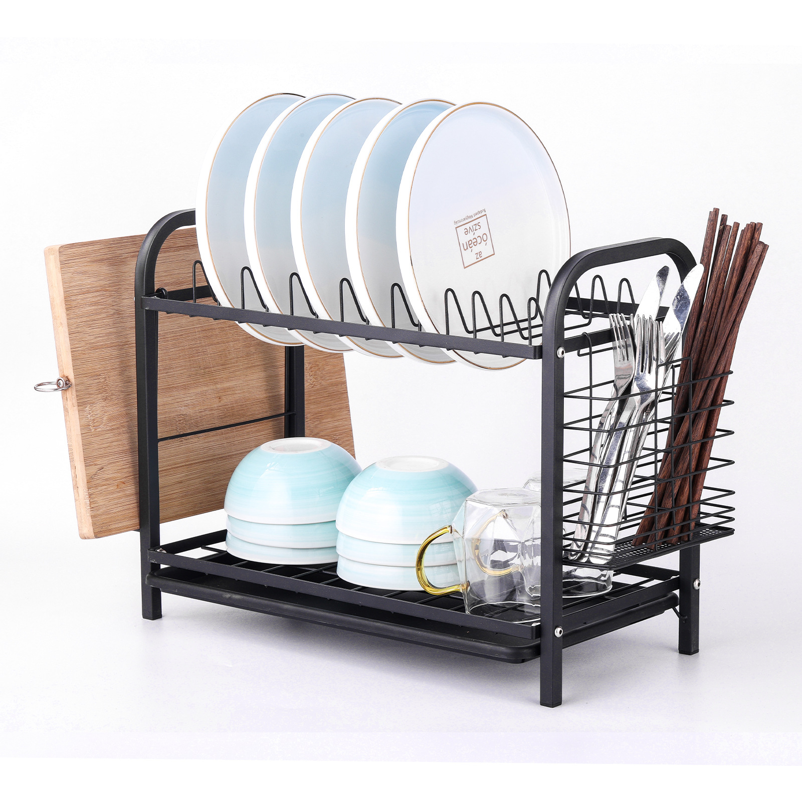 Multifunctional Dish Organizer Drain Rack Modern Kitchen Shelf Tray Home Drying Tool Cross-Border