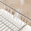 Kitchen Single-Tier Stainless Steel Draining Dish Rack Household Utensils Countertop Organizer