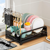 Wrought Iron Kitchen Storage Rack Standing Dish Drying Drainer Cups Utensils Organizer Sink Side Cross-Border Holder Cutlery