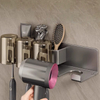 Gunmetal Gray Toothbrush Mouthwash Cup Hair Dryer Combo Organizer Wall Mounted No Punch Out