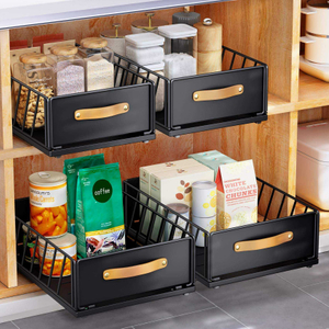 Heavy-Duty Pull-Out Cabinet Organizer Fixed Slide-out Pantry Shelves Kitchen Bathroom Wardrobe Storage Lacquer Food Spice