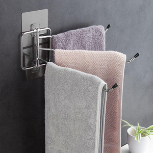 Bathroom Towel Bath Towel Rack 180 Degree Rotatable Towel Rack No Punch Stainless Steel Kitchen Rag Rack