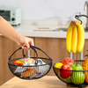 Portable Double Fruit Basket Organizer Wrought Iron Hanging Rack for Bananas Snacks Standing Type Easy Installation Removal