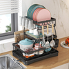 Multi-Functional Kitchen Anti-Rust Countertop Double Draining Bowl Dish Storage Racks