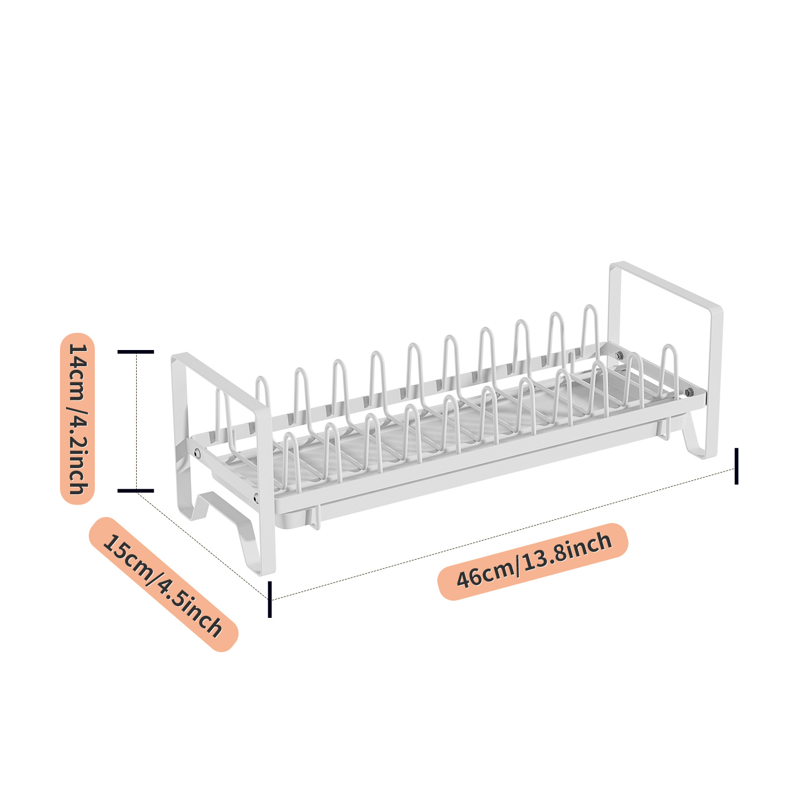Single-Tier Wrought Iron Kitchen Dish Drainer Cabinet Built-In Small Dish Organizer Home Countertop Cupboard Stand Type Window