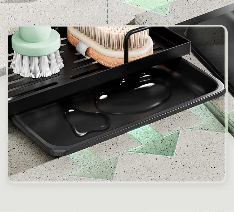 Kitchen Shelf With Rod Rag Towel Drainage Rack Storage Rack
