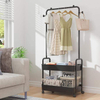 Three-Tier Freestanding Metal Clothing Rack with Wheels Cozy Coat Trolley for Efficient Garment Storage