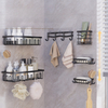 Wrought Iron Bathroom Wall Organizer with No-Punch Installation Sink Hooks and Shelf for Toilet Storage Set of Six