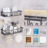 Wrought Iron Bathroom Wall Organizer with No-Punch Installation Sink Hooks and Shelf for Toilet Storage Set of Six