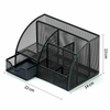 Modern Black Metal Office Supply Organizer 7 Compartment Desk Organizer with Pen Pencil Holder Rectangle Shape for Sundries