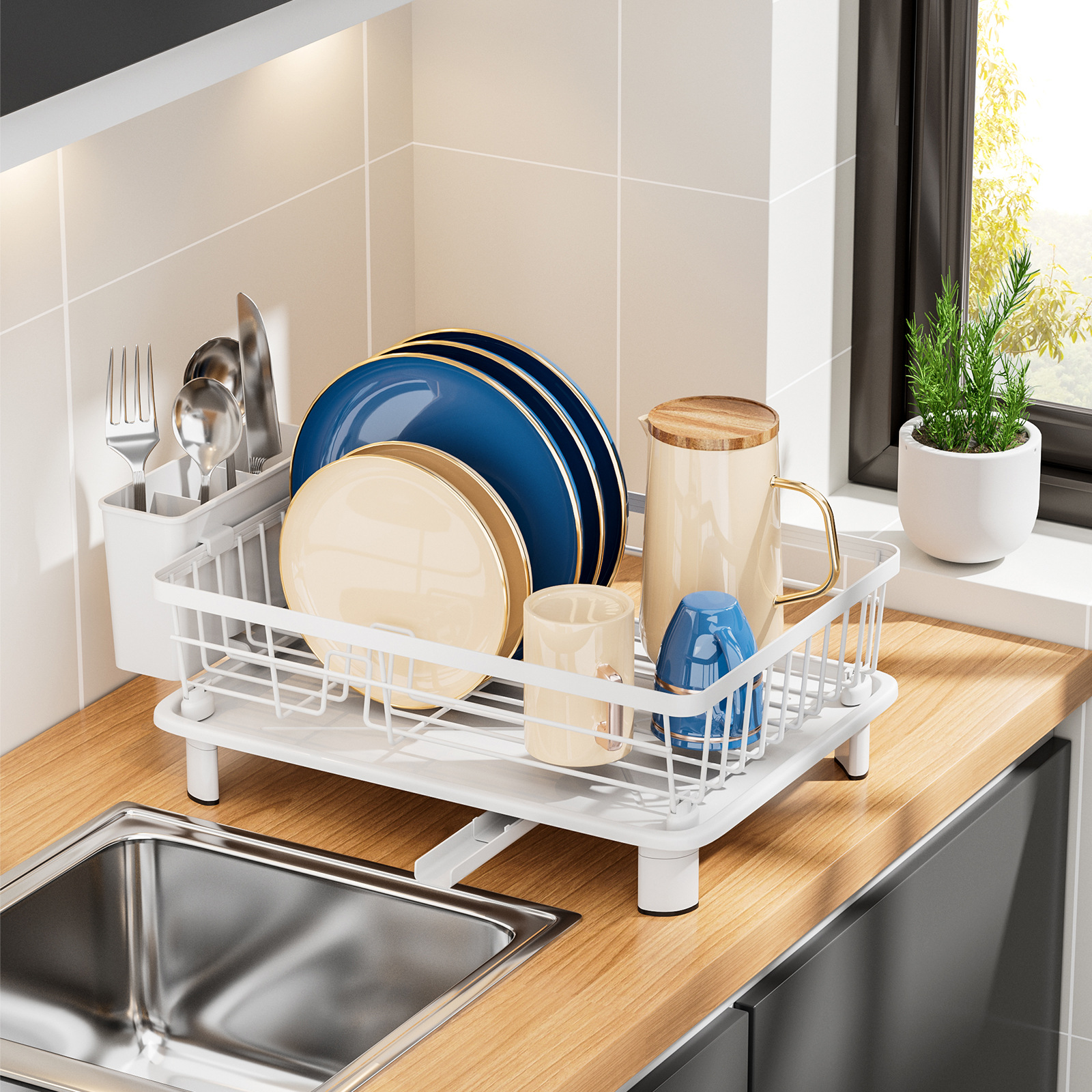 Cross-Border Multifunctional Kitchen Small Volume Dish Draining Rack Bowl Storage Box