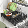 Kitchen Carbon Steel Dishes Drainer Rack Collapsible Countertop Sink Shelf Storage Standing Type Installation Home