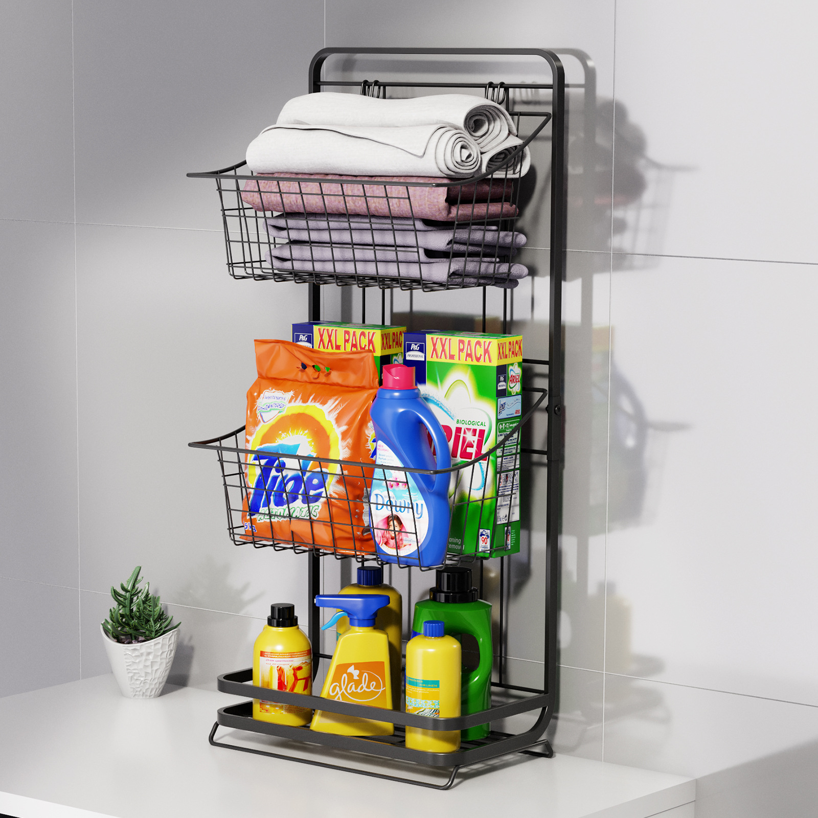 Multi-Layer Wrought Iron Kitchen Shelves Standing Type for Home Water Fruit Vegetable Baskets Snacks Toys Storage