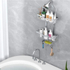 Modern Double-Tier Steel Shower Organizer Hanging Bathroom Storage Rack with Hooks for Sundries Overhead Shower Caddy