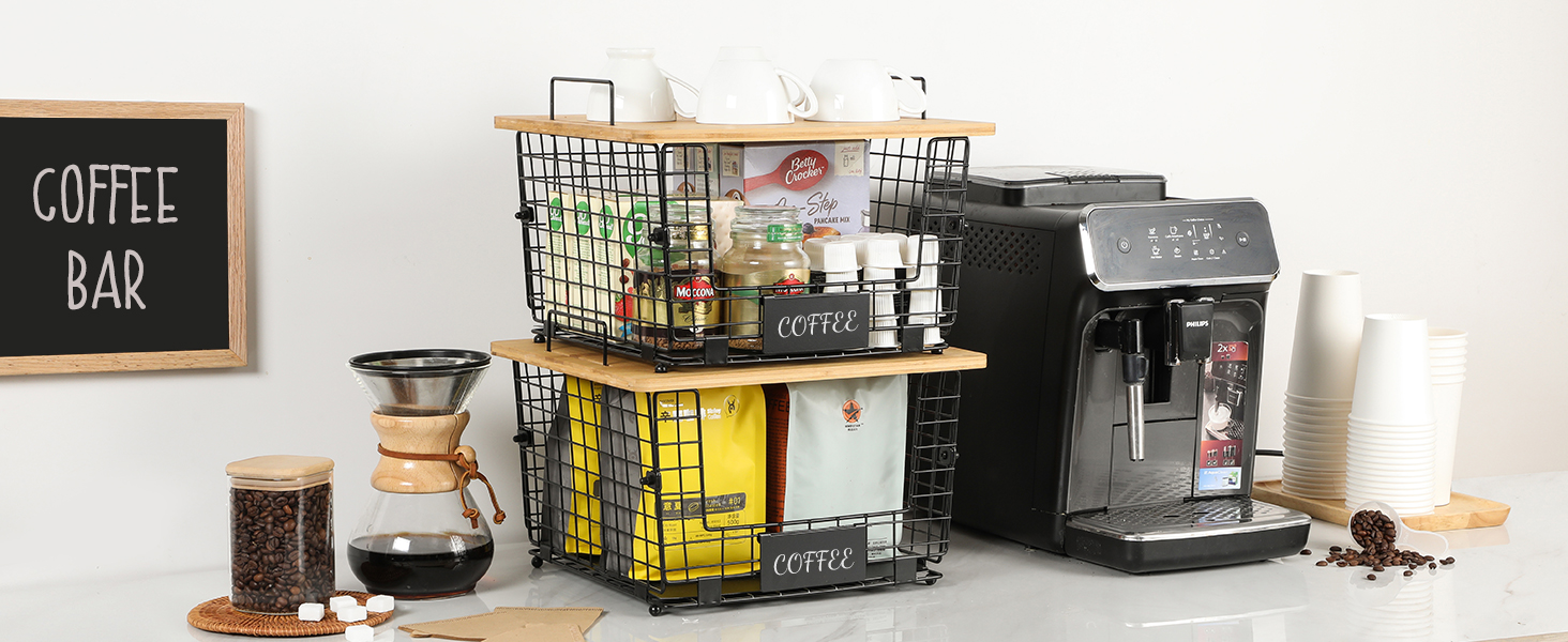 Cross-Border Carbon Steel Fruit Snacks Spices Vegetable Storage Basket Bamboo Kitchen Table Board Multilayer Shelves