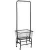 Laundry Cart with Wheels and Hanging Rack, Rolling Laundry Basket Wire Storage Rack Coat Rack for Laundry Bedroom