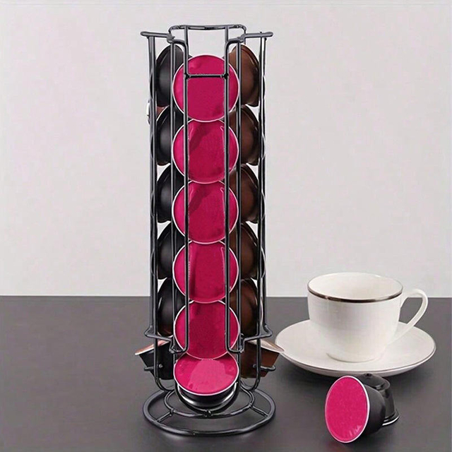 Coffee Pod Holder Coffee Capsule Carousel Holds 24 Capsules Pod Storage Holder for Home Office Kitchen