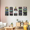 White Floating Bookshelf for Wall Mounted, 2 Tier Vertical Spine Book Tower