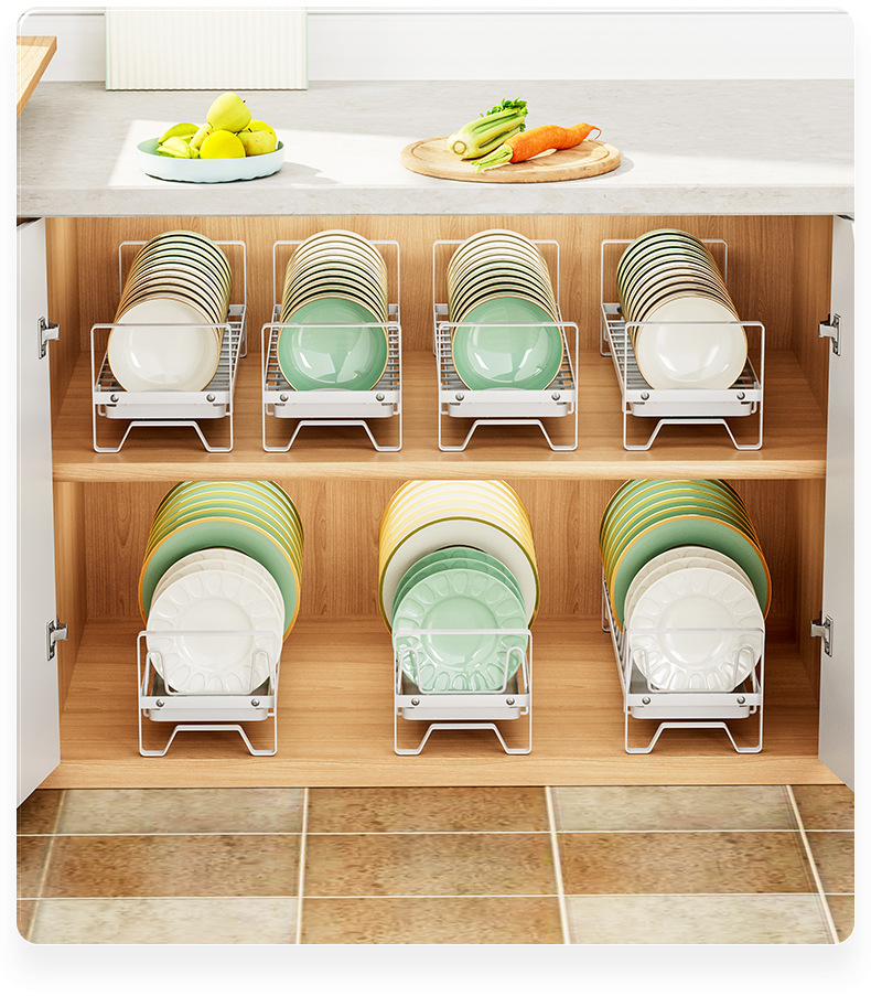 Single-Tier Wrought Iron Kitchen Dish Drainer Cabinet Built-In Small Dish Organizer Home Countertop Cupboard Stand Type Window