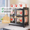 Window Dish Drainer with Magnetic Door Dustproof Kitchen Storage Rack with Accessories Transparent Storage Holders & Racks