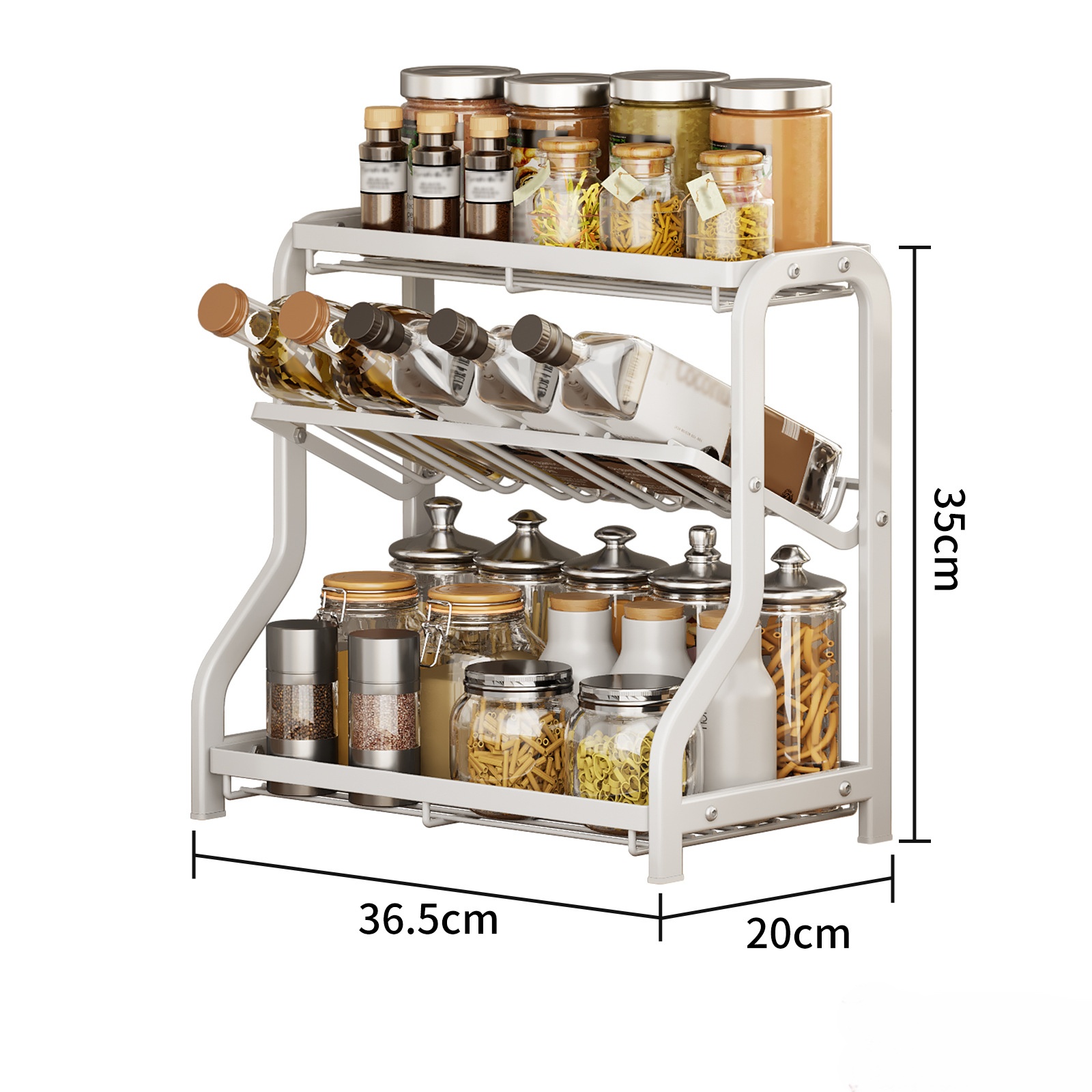 Home Use Three-Tiered Countertop Spice Rack Cross-Border Kitchen Shelf Soy Sauce Condiments Storage Supplies Holder