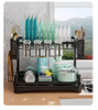 Wrought Iron Countertop Kitchen Sink Dish Holder Organizer with Fork Cutlery Box for Home Tableware Use