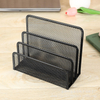 Desk Mail Organizer, Office Small Letter Sorter Desktop File Organizer Metal Mesh with 3 Vertical Upright Compartments