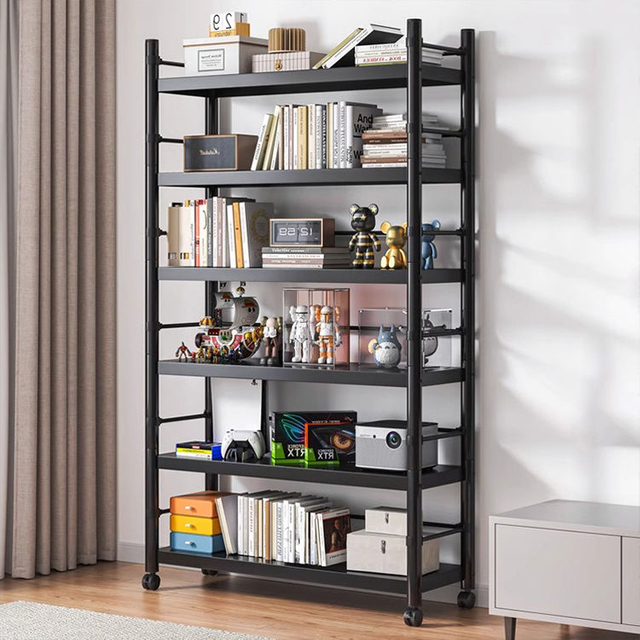 Thickened Steel Bookshelf Floor Stand With Wheels Students Special Book Organization