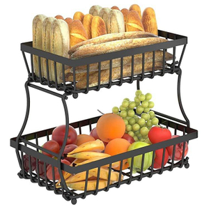 Screwless Installation Kitchen Storage Metal Wire Basket Stand for Vegetable Bread Snacks