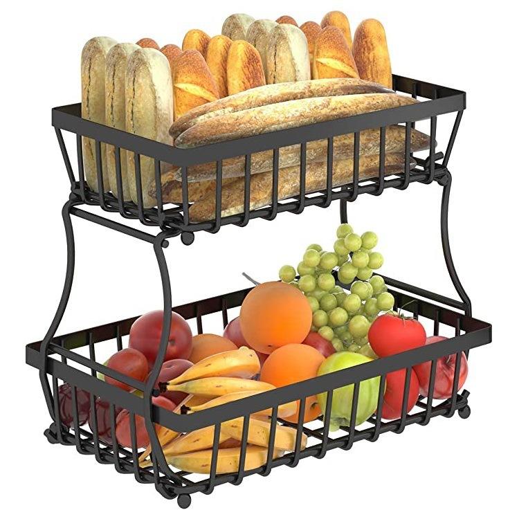 Screwless Installation Kitchen Storage Metal Wire Basket Stand for Vegetable Bread Snacks