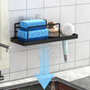 Iron Wall Mount Kitchen Organizer Above Sink Drainage Shelf Sponge Rag Holder