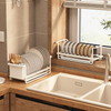 Kitchen Dish Drainer Cabinet Pull-Out Organizer with Large Capacity Tableware Storage Racks Metal Material