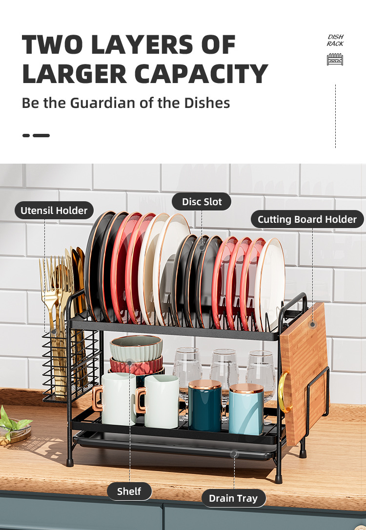 Household Multifunctional Kitchen Shelf Drainer Dish Cupboard Storage Rack