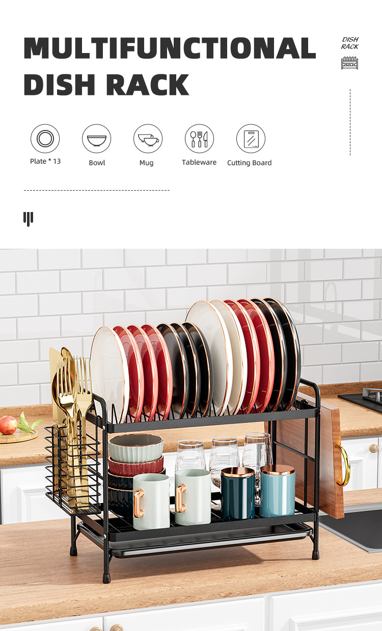 Household Multifunctional Kitchen Shelf Drainer Dish Cupboard Storage Rack