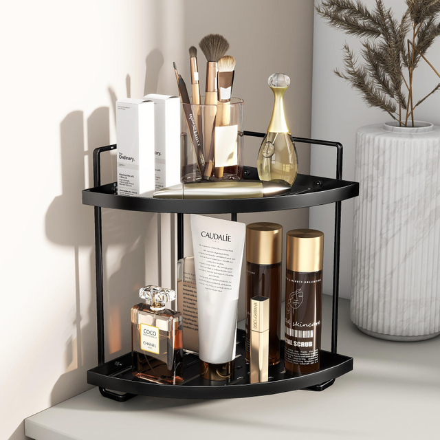 Extravagant Desktop Vanity Rack Bathroom Triangle Shelf Double Hand Wash Sink Cosmetic Storage Racks