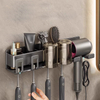 Gunmetal Gray Toothbrush Mouthwash Cup Hair Dryer Combo Organizer Wall Mounted No Punch Out