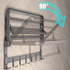 Foldable Towel Shelf with Movable Hooks Rustproof Towel Storage Wall Mount for Bathroom Lavatory