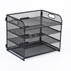 Letter Tray Paper Organizer 4-Tier Desk Organizer File Organizer Paper Holder with Handle, Metal Desktop Document Shelf
