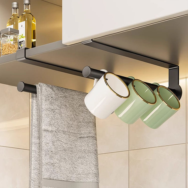 Wall Mounted Kitchen Paper Towel Holder Metal No Punch Holes