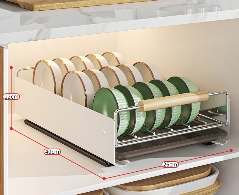 Single-Tier Pull-Out Dish Rack Cabinet Shelf Cross-Border Kitchen Organizer with Drain Efficient Storage Cupboard Organization