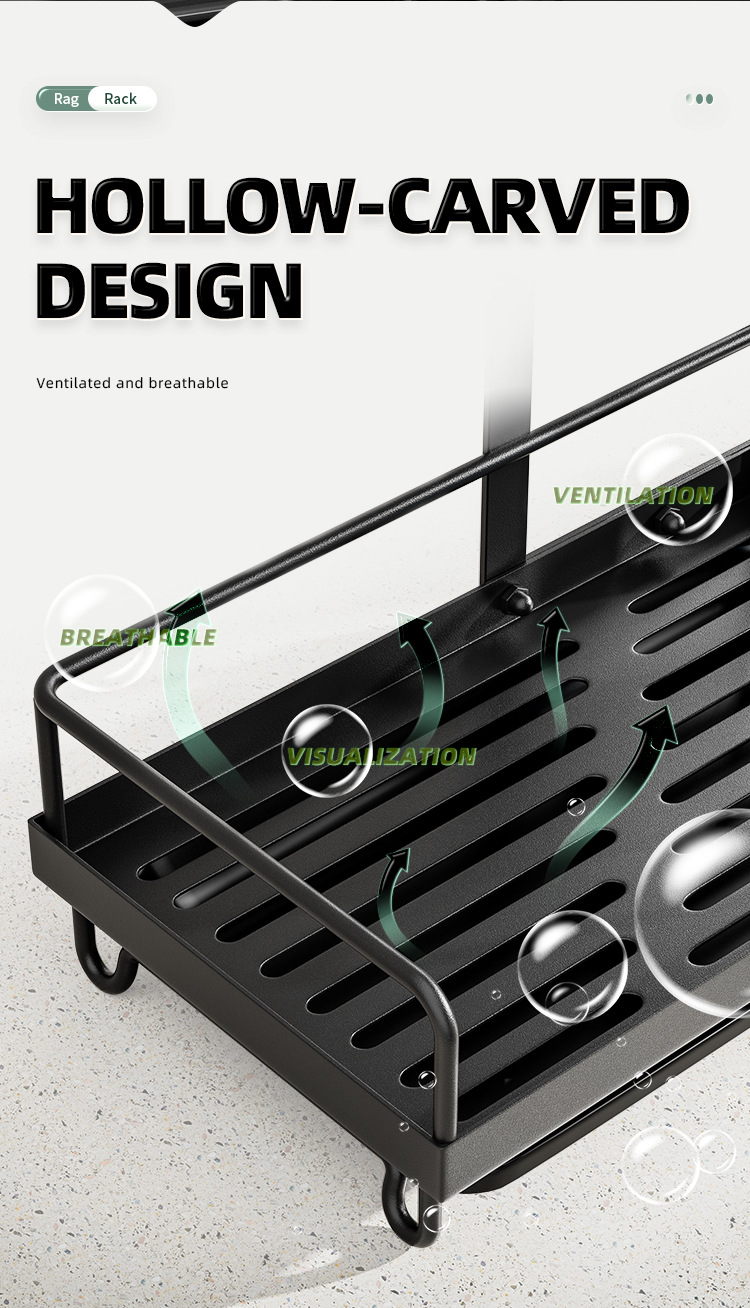 Kitchen Shelf With Rod Rag Towel Drainage Rack Storage Rack