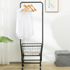 Laundry Cart with Wheels and Hanging Rack, Rolling Laundry Basket Wire Storage Rack Coat Rack for Laundry Bedroom