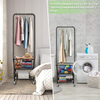 Laundry Cart with Wheels and Hanging Rack, Rolling Laundry Basket Wire Storage Rack Coat Rack for Laundry Bedroom