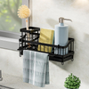 Kitchen Draining Rack Sink Sponge Rag Basket Dishwashing Storage with Adhesive Backed Stickers + Towel Hanging Rods