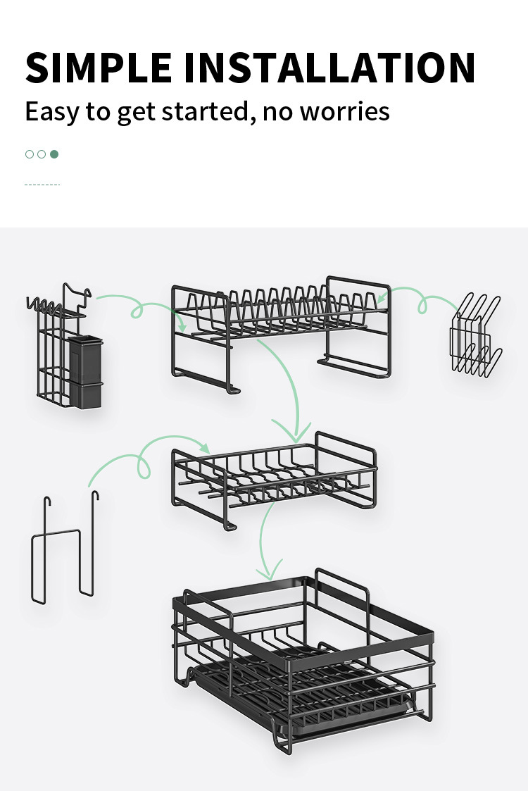 Cross-Border Multi-Functional Kitchen Anti-Rust Countertop Double Draining Bowl Dish Storage Racks
