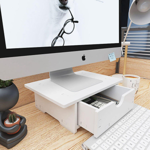 Desktop Computer Monitor Booster Stand Desktop Storage Drawer for Home or Office