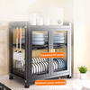 Window Dish Drainer with Magnetic Door Dustproof Kitchen Storage Rack with Accessories Transparent Storage Holders & Racks