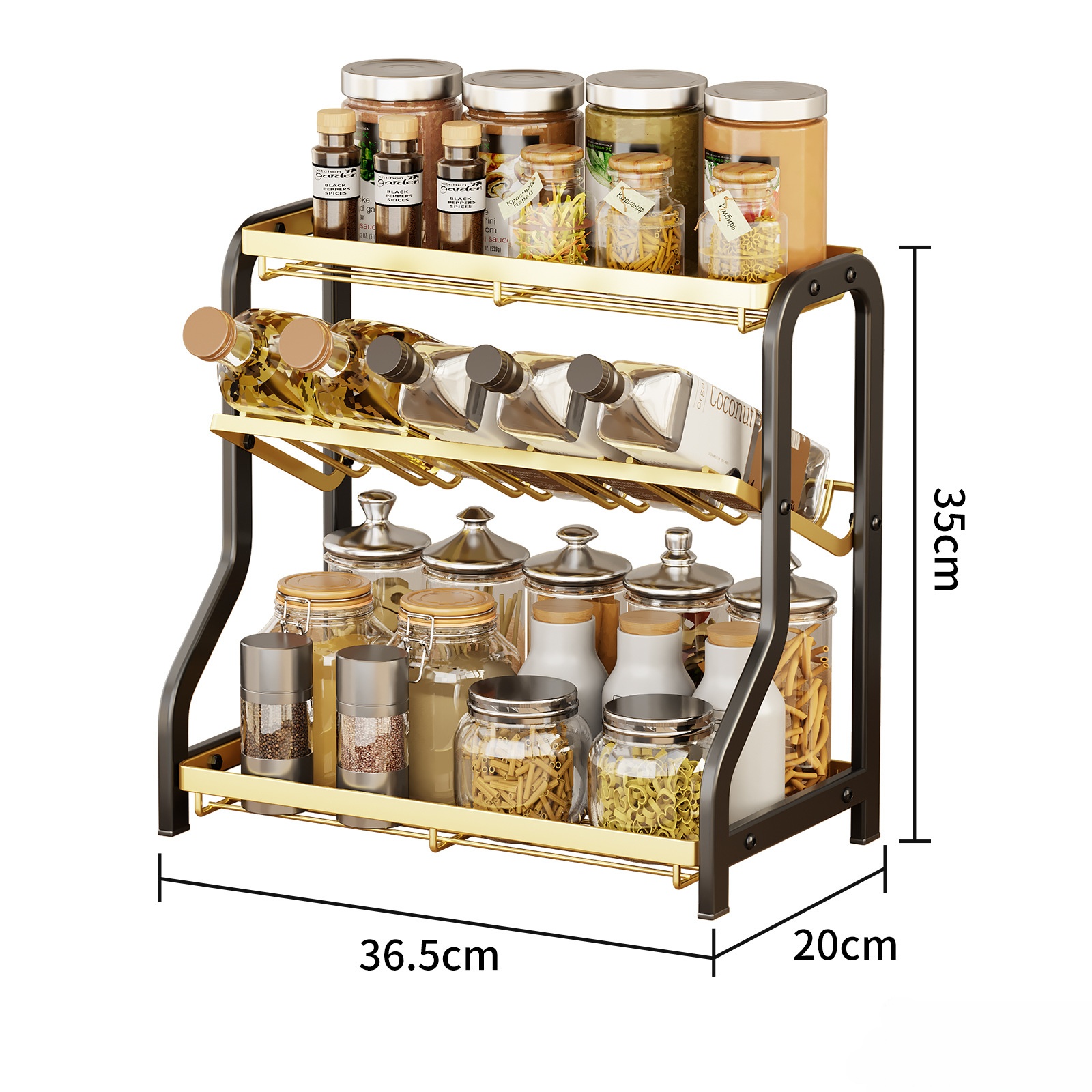 Home Use Three-Tiered Countertop Spice Rack Cross-Border Kitchen Shelf Soy Sauce Condiments Storage Supplies Holder